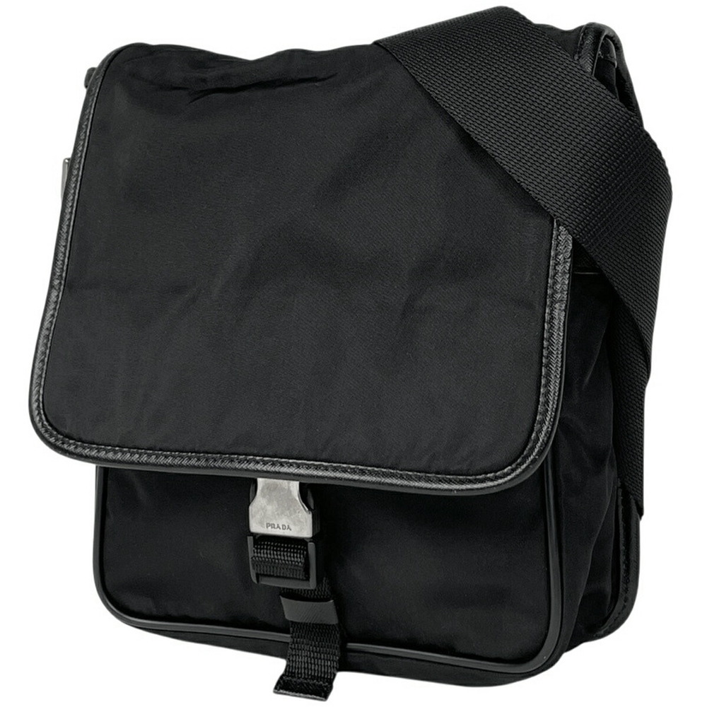 Prada Logo Plate Shoulder Bag Crossbody Nero Black